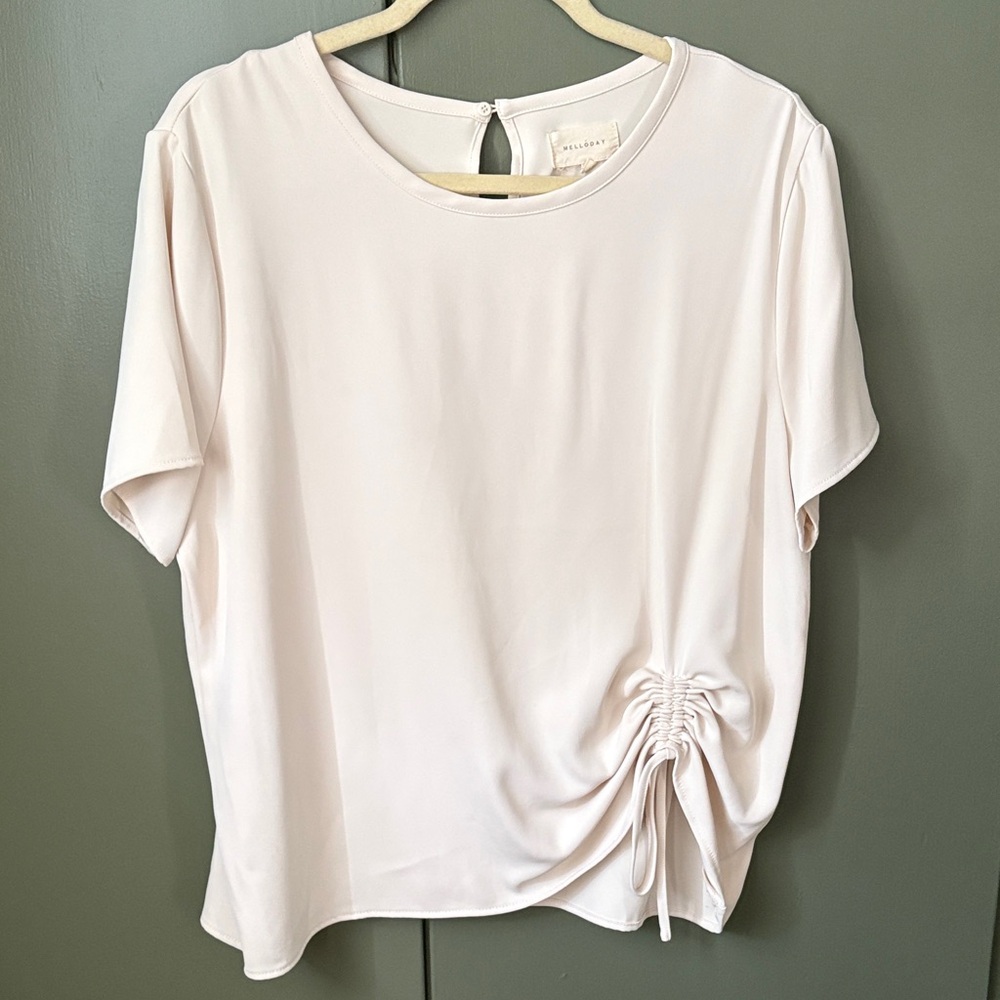MELLODAY Soft Cream Ruched Blouse